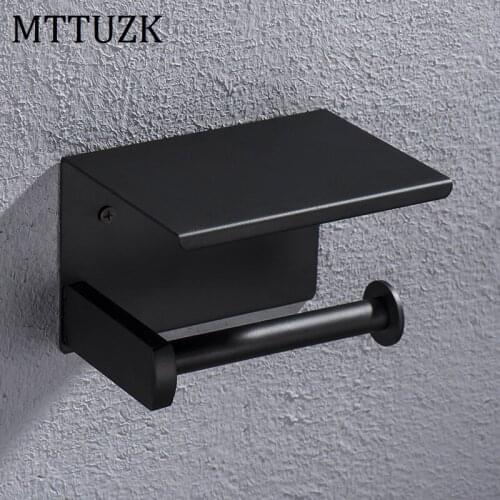MTTUZK 304 stainless steel Double Roll Matte Black Roll holder Tissue Holder Toilet Paper Holder Toilet phone tissue box