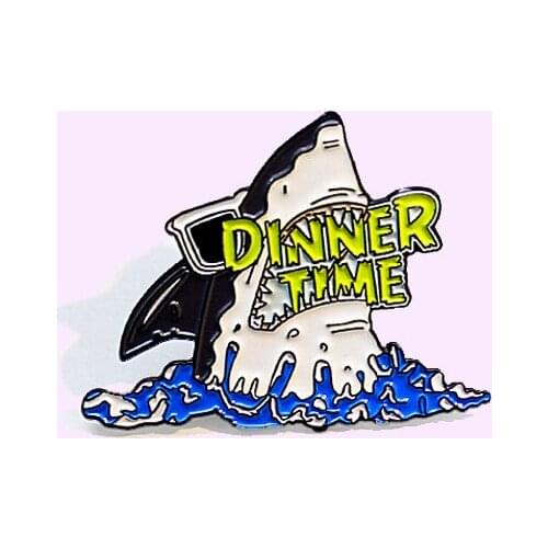 Cartoon Horror Sea Animal Shark Enamel pin Blue Brooch Bag Clothes Lapel Pin Sasha Away Badge Cartoon Jewelry Gift For People