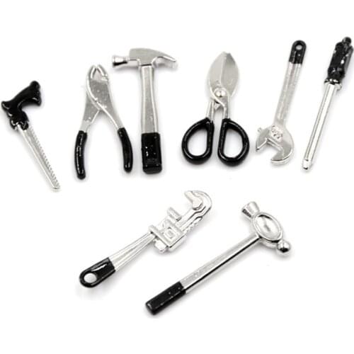 8pcs/set Mini 1:12 Metal Hand Tool Set Dolls House Miniature Accessory Baby Children Christmas Gift