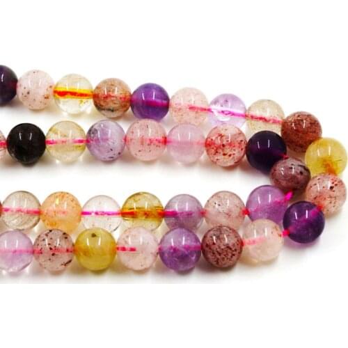 Natural Top Quality Melody Beads Super Seven Crystal Stone Natural Purple Pink Red hair Bead Quartz Round Gem DIY Jewelry Making
