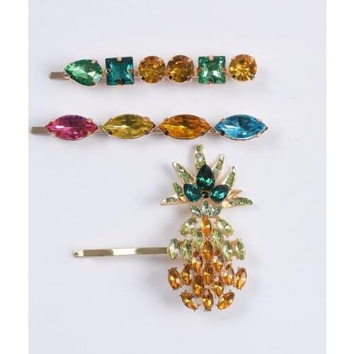 2019 New Za Crystal Hair Clips Women Hair Jewelry Cz Rhinestone Pineapple Hairpins Femme Luxury Bridal Head Wear Long Barrettes