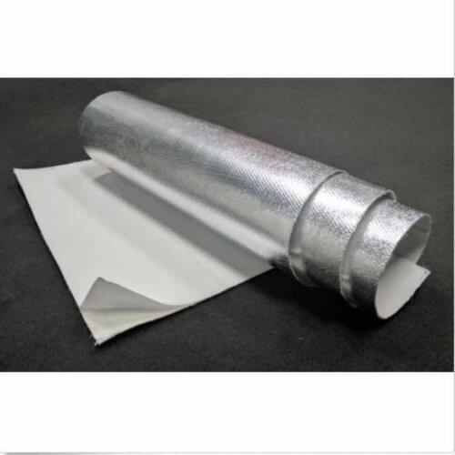 New Arrival 1pc 12"x24" Heat Shield Barrier Aluminum Fiberglass Cloth With Adhesive Layer