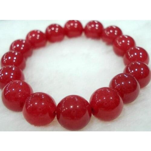 Free Shipping Charming!10mm Red Ruby Bracelet AAA 7.5