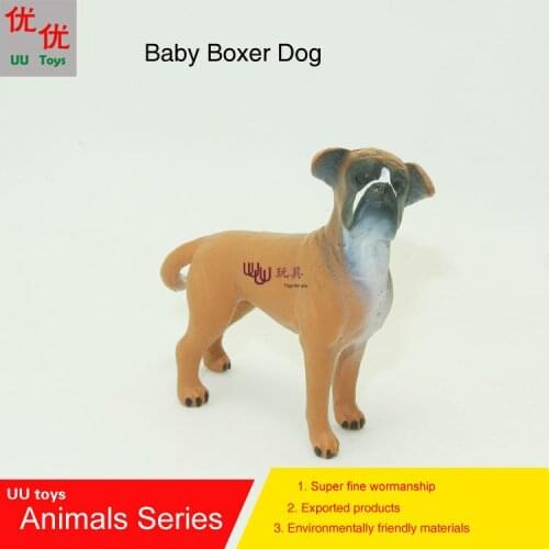 Hot toys:Baby Boxer Dog simulation model Animals kids toys children educational props