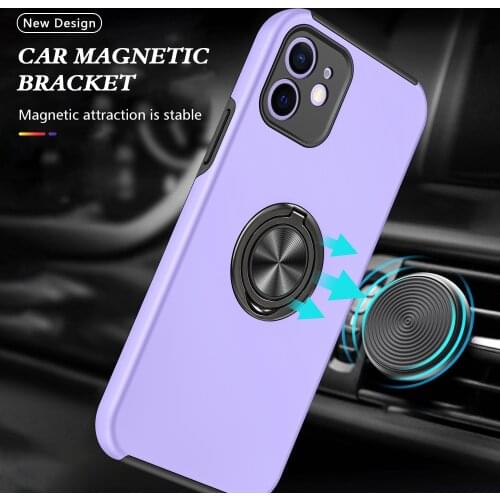 Anti-Fall Armor Shockproof Case For iPhone 12 11 Pro Max SE 2020 Xs XR X 8 7 6s 6Plus Magnetic Metal Ring Holder Kickstand Cover