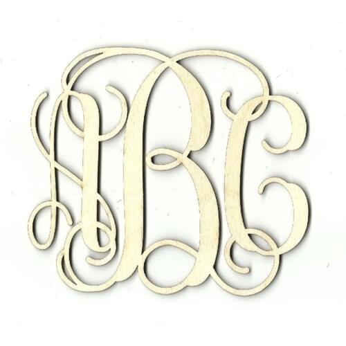 Three Letter Monogram - Personalized Laser Cut Out Unfinished Wood Shape