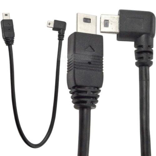 90 degree left bend T-port USB mini 5P to Mini 5P, mini 5P male to male extension cable suitable for digital cameras 25cm