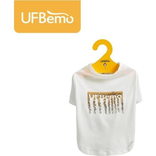 UFBemo Dog Clothes Cat Pet White T-shirt Cotton Elastic Human French Bulldog Sequin Embroidery Parent-child Clothes ID tag