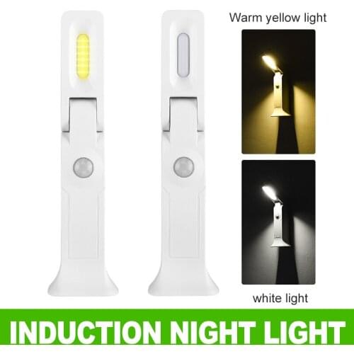 Smart Night Light LED Human Body Induction Build-in Battery USB Charging Night Lamp Adjustable Rotating Creative Lights For Home