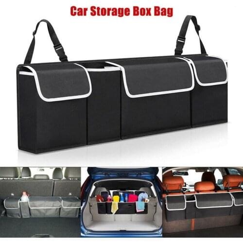 Universal Car Rear Seat Hanging Storage Bag Auto Waterproof Storage High Capacity Pocket Shape Seat Back Organizers Trunk Black