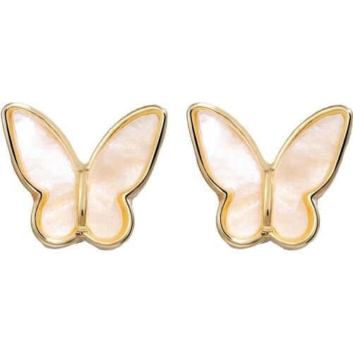 Gold Color Butterfly Earrings For Women Vintage Bowknot Temperament Stud Earrings For Ladies Party Birthday Jewelry Accessories