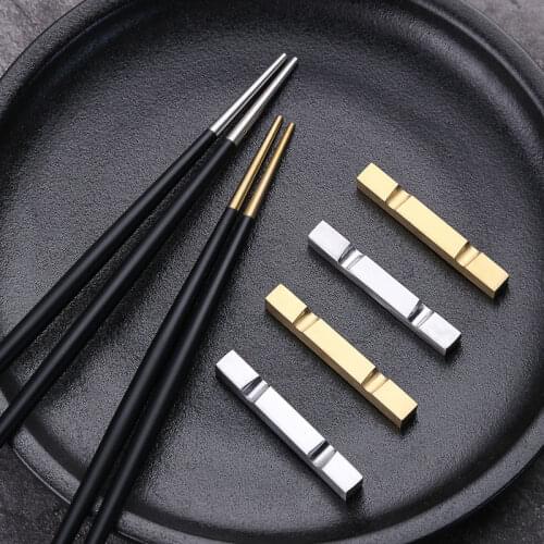 Zollor Stainless Steel Double Pointed Sushi Chopsticks Pointed Japanese Style Household Cooking Chopstick Holder PVC Packaging