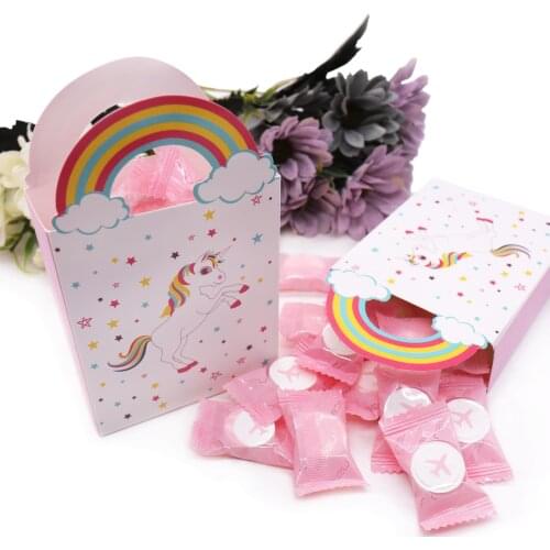 10pcs Unicorn Theme Party Gift Bag for Unicorn Party Baby Shower Candy Box Birthday Party Events DIY Decoration Supplies