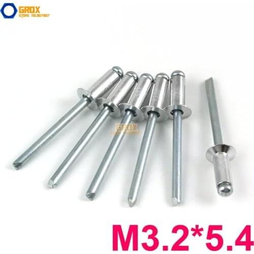 200 Pieces M3.2*5.4 Aluminum Countersunk Blind Rivet Pop Rivet Open End