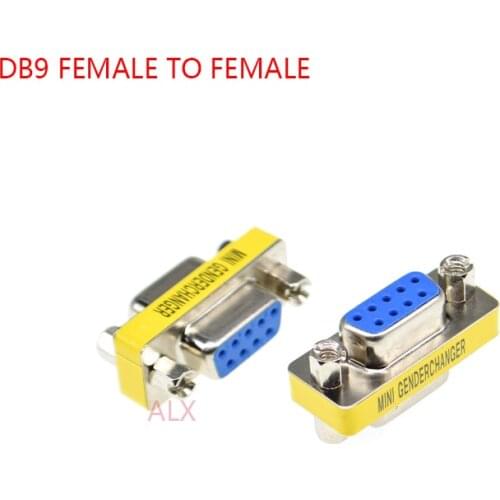5PCS DB9 9pin FEMALE to FEmale serial port CONNECTOR D-Sub RS232 COM CONNECTORS 9pin socket 9p Mini Gender Changer Adapter
