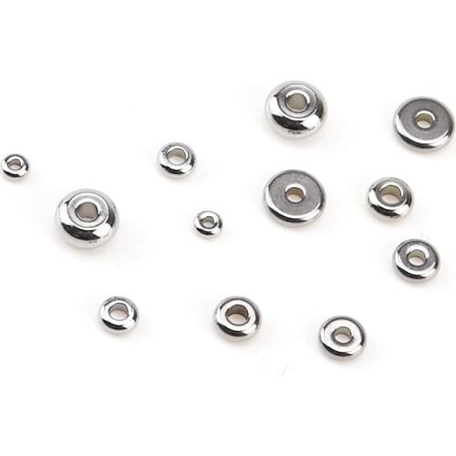 50pcs/lot Stainless Steel Hypoallergenic Flat Spacer Bead 4 5 6 8mm Oval Loose Charm Beads for DIY Bracelet Jewelry Making Craft