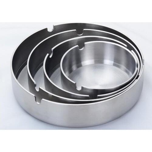 50pcs Top Quality Fashionable Round Ashtray Metal Funny Ash Tray Creative Stainless Steel Ashtray