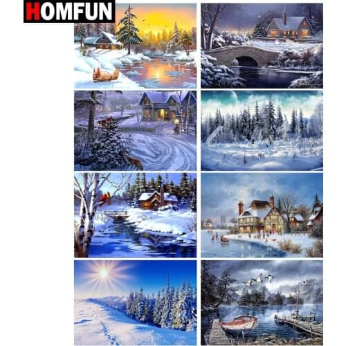HOMFUN Full Square/Round Drill 5D DIY Diamond Painting "Sunset scenery" 3D Embroidery Cross Stitch 5D Home Decor Gift