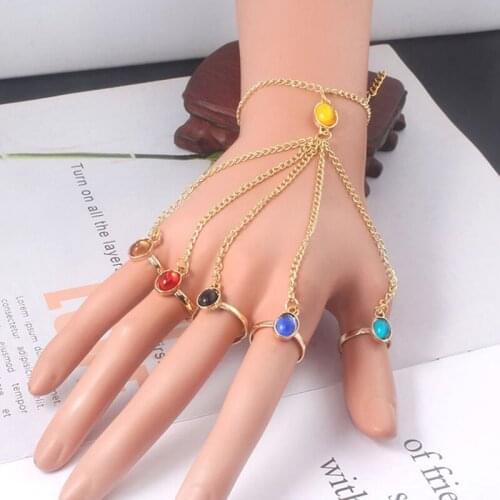 Power Glove Gauntlet Bracelets Bangles Gem Stone Pulsera For Women Girls Jewelry
