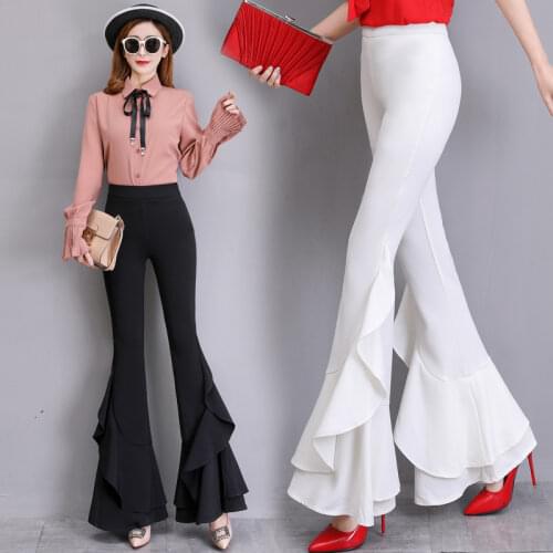 Flare pants women new summer thin section was thin wild ruffled Flare pants casual pants high waist fishtail trousers female