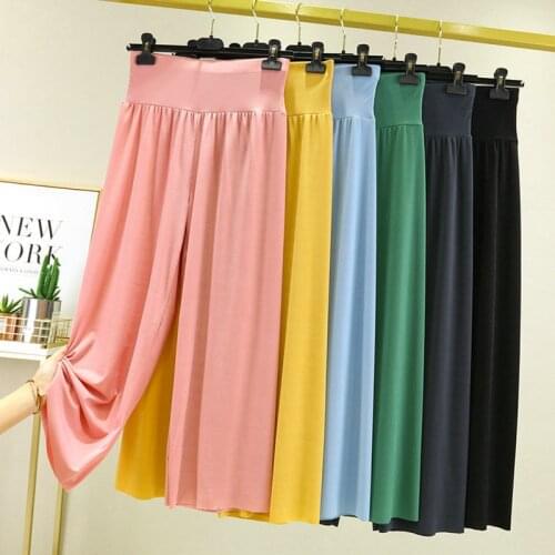 Summer Pants Women Long Show Thin Trousers Elastic Big Size High Waist Solid Color Pant Casual Loose Clothes