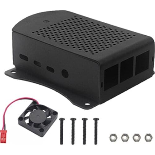 1PC Aluminum Alloy Case Armor Metal Enclosure Housing Shell With Cooling Fan For Raspberry Pi 4 Model B Protective Case Hot Sale
