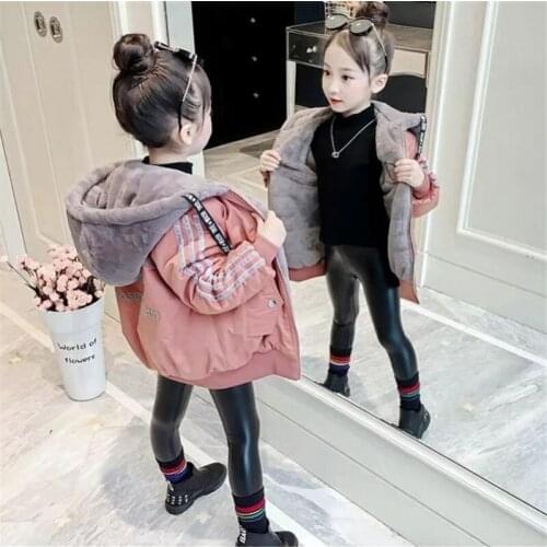 Girls Babys Coat Jacket Outwear Orange Beauty Thicken Winter Plus Velvet Warm Cotton Fleece High Quality Childrens Clothing