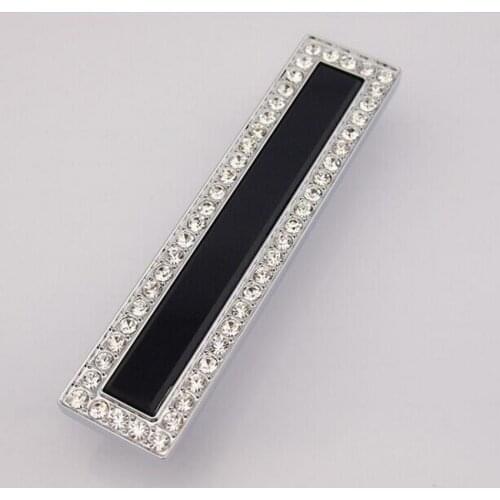 128mm black glass kitchen cabinet dresser door handles silver rhinestone k9 crystal drawer cupboard pulls knobs modern deluxe 5"