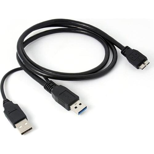 A Double A Micro USB B 3.0 Y-Cable Move Hard Drive Cable Black