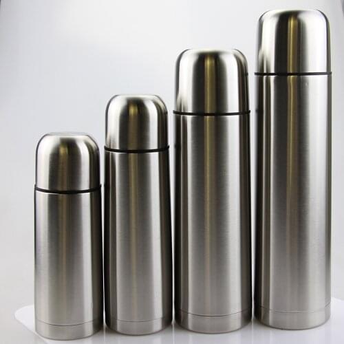 New Double-layer Bullet Shape Thermos Stainless Steel BPA Free Water Bottle Vacuum Flask Drink Bottle Coffee Mug for Travel Cup