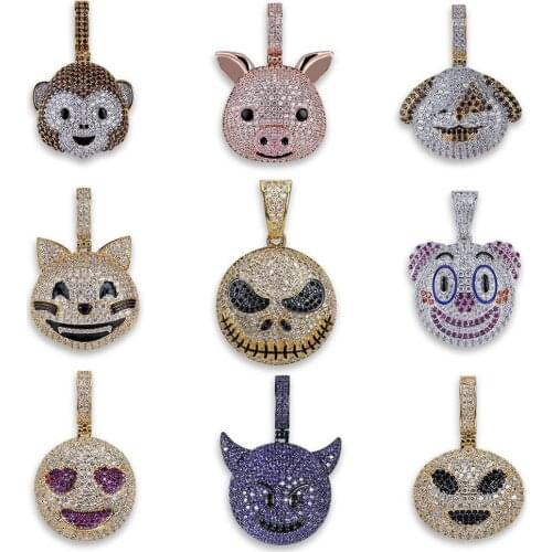 Hiphop Jewelry Copper with AAA Zircon Multiple Animal pendant Necklace 24inch Rope Chain Real Iced out Men Bling bling