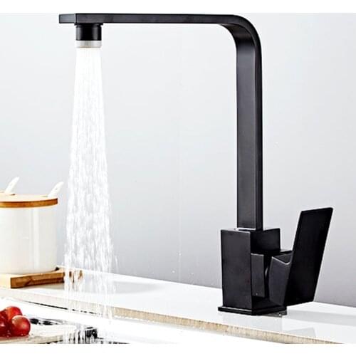 Kitchen Faucet Black Mixer Faucet for Kitchen Rubber Design Hot and Cold Deck Mounted Crane for Sinks