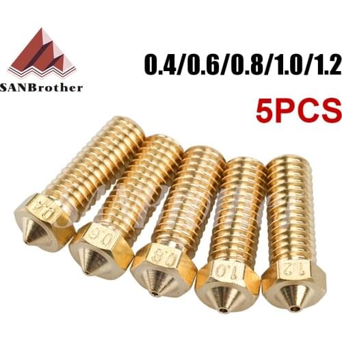 3D Printer Brass Volcano Nozzle M6 Extruder Nozzle 0.4/0.6/0.8/1.0/1.2mm For 1.75mm Filament For 3D Printer Parts