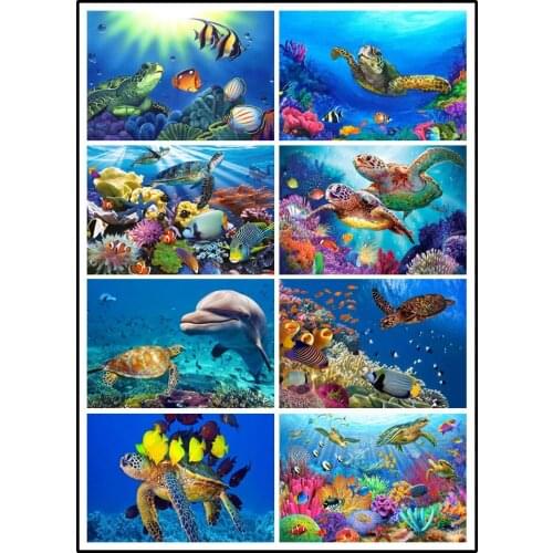 LIPHISFUN Needlework Diamond Painting 5D Diamond Embroidery Full Square Drill Home Decoration Square/round Turtle Animal Sea