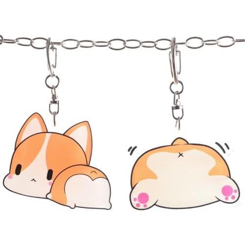 Cartoon Keychain Cute Funny Anime Bag Pendant Hamster Corgi Husky Dog Cat Animal Keychain Couple Gift