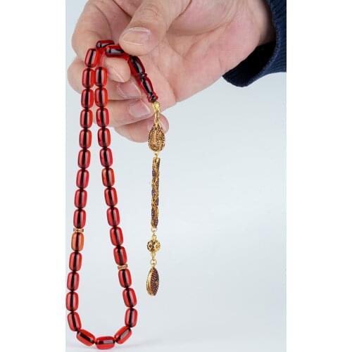 REVIST High Quality Guaranteed 925 Sterling Silver For Men Tassel Amber 33 Pcs Rosary size 10mm color: green, Red , Orance