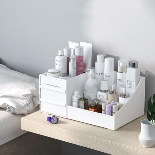 Desktop Storage Rack Large Capacity Cosmetic Storage Box Plastic Makeup Organizer Box Sundries Organizer Drawer Home Decor