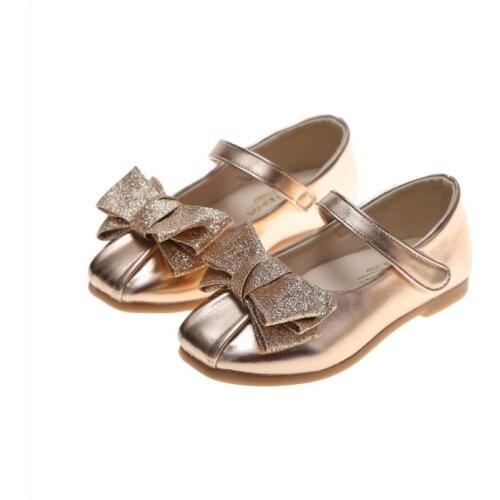 Newest Autumn Girls PU leather shoes fashion Children Toddler princess bowknot Soft bottom single shoes Kids dance shoes