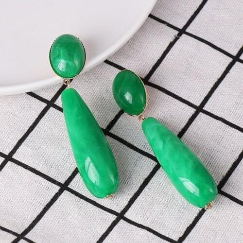 Wholesale JUJIA New Design Resin Stone Earrings Retro Bohemian Ethnic Statement Water Drop Earrings Female Jewelry