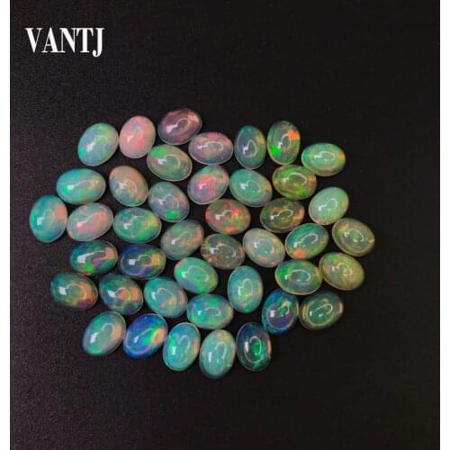 VANTJ Natural ethiopian colorful opal 1PC oval top quality natural precious loose gemstones for silver gold Diy jewelry gift