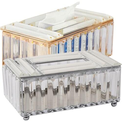 2020 New Crystal Tissue Box Holder Storage Box Phone Shelf Cover Home Organizer Plastic Luxurious Office Table Car Paper Gift