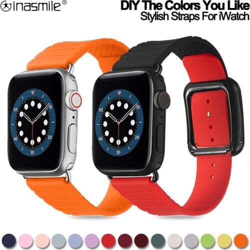 Stylish DIY Silicone Strap For Apple Watch band 40mm 44mm 38mm 42mm smartwatch wristband Sport bracelet iWatch serie 3 se 4 5 6