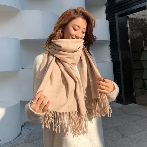 Winter Scarf Women Solid Color Cashmere Scarves With Tassel Lady Autumn Long Scarf Thinker Warm Female Shawl Men Scarf