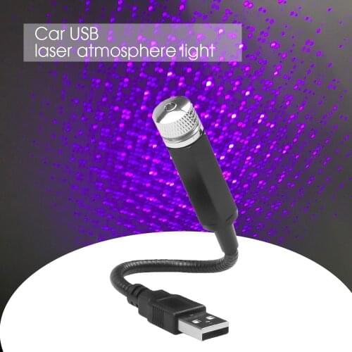 USB LED Car Roof Star Night Light Laser Projector Atmosphere Decorative Lamp Adjustable Multiple Lighting Effects Red Blue 5V