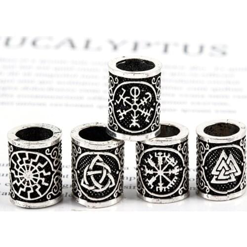 Vintage Hair Beard Bead Viking Rune Charm Pendant DIY Necklace Jewelry Making