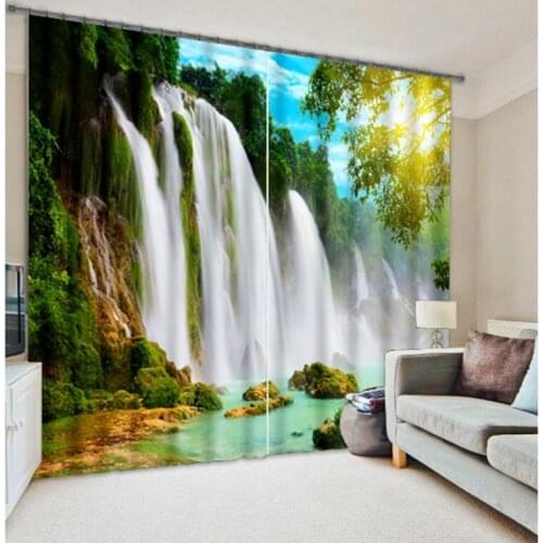 Waterfall 3D Photo Forest Fall Printing Blackout Window Curtains For Living room Bedding room Hotel/Office Drapes Cortinas para