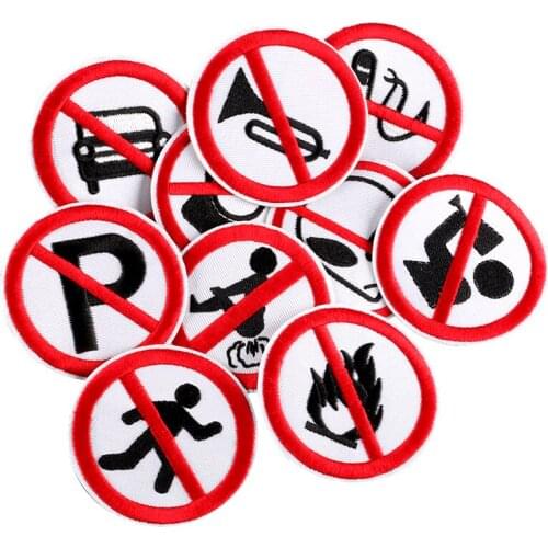 Prohibition Sign Embroidered Applique Cute Patches Fabric Garment Apparel Accessories Badges