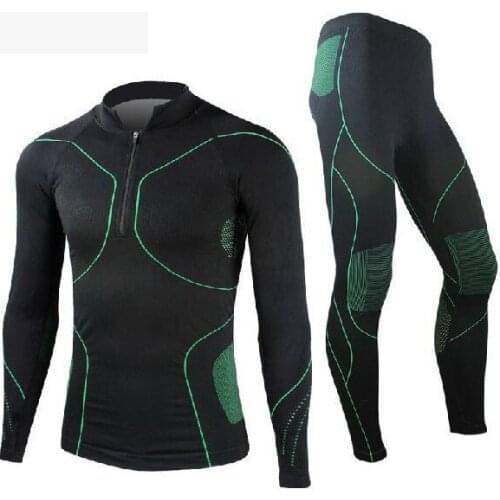 Green Cycling jersey Mens Long Sleeve Underclothes Outdoor Sports Thermal Underwear Wrestling Singlet