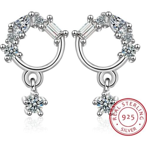 Design Exquisite 925 Sterling Silver Stud Earrings for Women Dating Luxury Trendy CZ Female Fine Jewelry Christmas Gift
