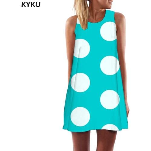 KYKU Colorful Dress Women Dots Boho Blue Korean Style Harajuku Sundress Womens Clothing Elegant New Cool Femme